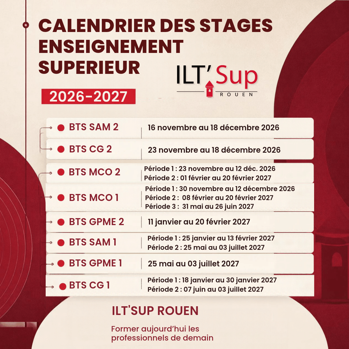 Calendrier Stages Enseignement Sup